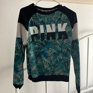 PINK Sweater with Palm Trees.